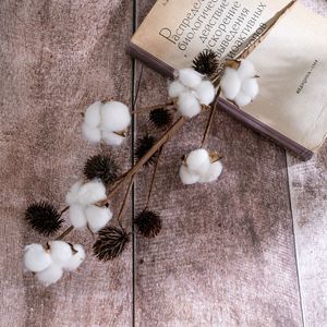 Branche de coton artificielle CallaFloral, fleur séchée blanche, décoration d'intérieur, bouquet de mariage, 6 têtes, style INS - Product Image 3