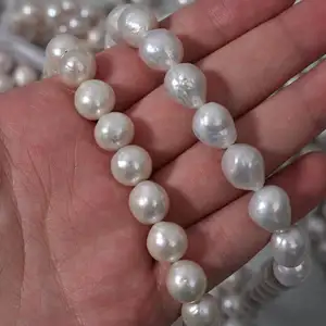 10-11毫米白色真天然淡水巴洛克爱迪生珍珠链珠宝制作