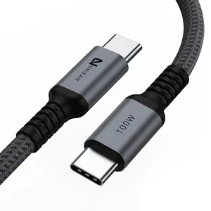 Cable USB trenzado tipo C USB2.0 1m/2m/3M PD Cable de datos de carga rápida para teléfono móvil Android Laptop 100W 5A Cable USB tipo C