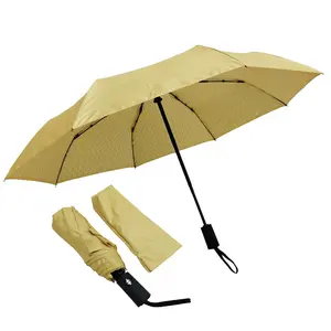 패션 노란색 영어 편지 인쇄 Windproof 자동 열기 자동 닫기 3 접는 우산