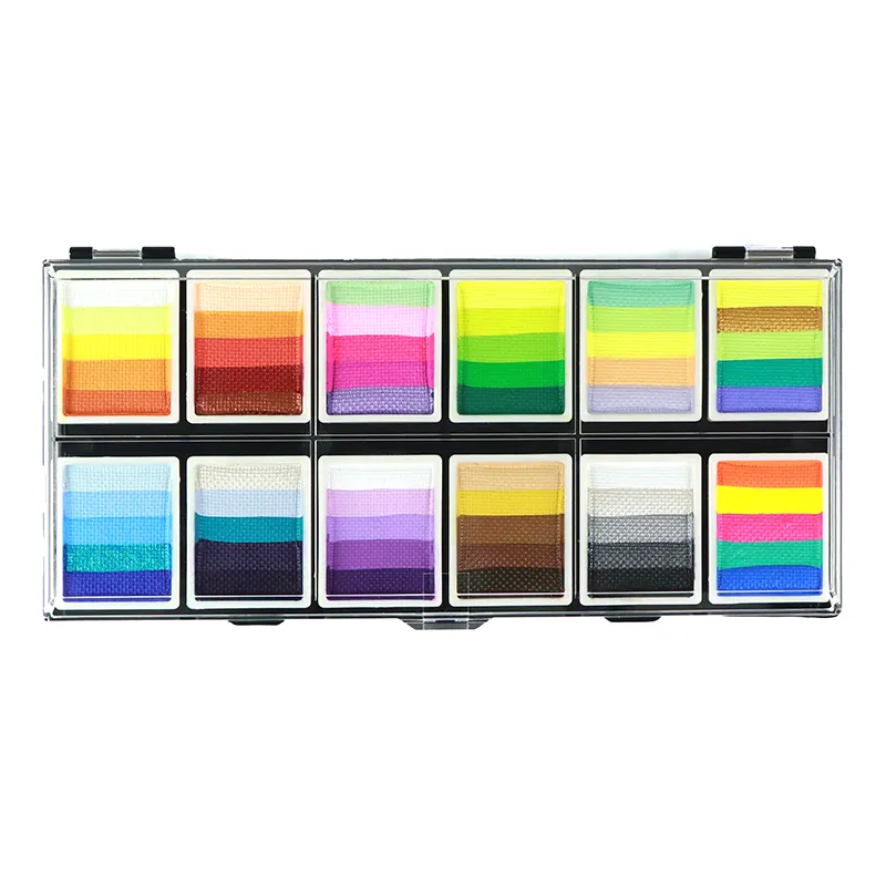 Private Label Regenbogen Gesichts farbe Palette Farben Neon UV Körper Glow in the Dark Grausamkeit frei Körper malerei Set