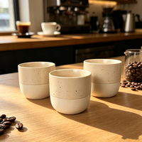 Tasse à café expresso en céramique beige mat sans anse de 230 ml avec logo personnalisé, vaisselle alimentaire pour thé