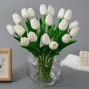 All'ingrosso matrimonio decorativo tulipano fiori artificiali Bouquet reale tocco bianco in lattice artificiale tulipani fiore