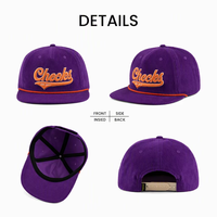 Casquettes Snapback Sportives à Profil Bas en Tissu Côtelé Non Structuré à 5 Panneaux avec Broderie Personnalisée – Vente en Gros
