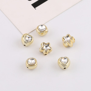 ลูกปัดคริสตัลรูปดาวหัวใจ ชุบทอง รูคู่ สำหรับทำเครื่องประดับ 38199 - Product Image 1