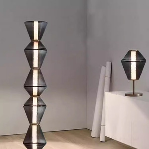 Trendy Modern Glass Floor <b>Lamp</b> Wood Shade Creative Interior Design Minimalist Style for Bedrooms Living Rooms <b>Studies</b> Iron Body - Product Image 1