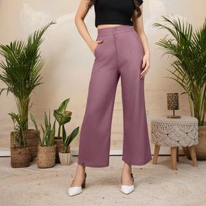 Pantalones Anchos de Cintura Alta para Mujer, Pantalones Palazzo Casuales de Algodón, Elegantes y Cómodos, Prendas de Moda para Dama - Product Image 1