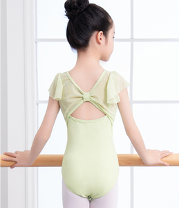 Justaucorps de ballet pour filles avec manches en tulle volantées, justaucorps de <span class=keywords><strong>danse</strong></span> et de gymnastique pour enfants, justaucorps de ballet à manches courtes, justaucorps d'entraînement de <span class=keywords><strong>danse</strong></span> - Product Image 5