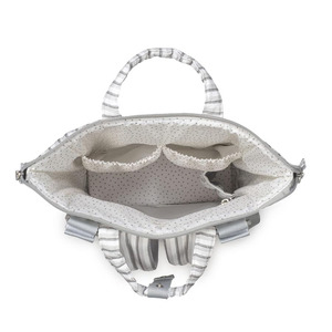 Bolsa de Pañales para Mamá, Organizador de Pañales para Viajes al Aire Libre, Bolsa de Bebé de Gran Capacidad, Bolsa de Cuero y Tela para Guardería, Bolsa Colgante para Mamá - Product Image 4