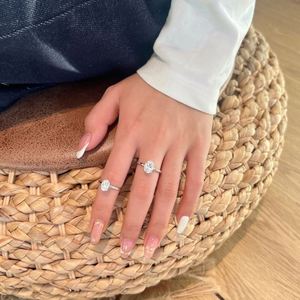 Dylam High Top Fine Jewelry <b>925</b> <b>Silver</b> Rhodium Plated Wedding Band D VVS1 7*9mm Moissanite Stone Engagement Bridal Promise <b>Rings</b> - Product Image 2