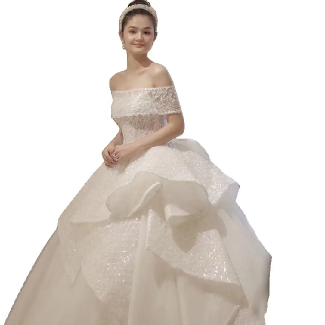 Vestido de novia de encaje largo, venta al por mayor de china