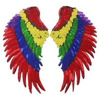 Patch personnalisé Ailes d'ange à sequins, Grand badge brodé, Applique plume scintillante thermocollante pour la décoration du dos des vestes et des sweats