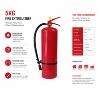 Extincteur à poudre sèche ABC de 5 kg avec manomètre rouge visible de grande taille et valve en cuivre robuste pour une suppression rapide des incendies initiaux