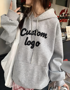 Sweat à capuche d'hiver personnalisé confortable en coton doux doublé polaire Sweat à capuche oversize Trendy Streetwear Broderie à capuche - Product Image 1