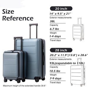 <span class=keywords><strong>Valise</strong></span> de <span class=keywords><strong>cabine</strong></span> de voyage ultra légère personnalisée en <span class=keywords><strong>polycarbonate</strong></span> PC 100%, avec port USB, poche avant - Product Image 6