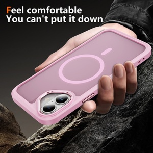 Coque de téléphone givrée translucide pour <span class=keywords><strong>iPhone</strong></span> 17 Air 16 Pro Max 15 14 13 <span class=keywords><strong>12</strong></span> Plus 11, en TPU+PC, mate, magnétique, compatible avec la recharge sans fil - Product Image 2