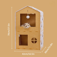 Arbre à chat en feutre, maisonnette pour chat, 90 cm, trois niveaux avec jouets pompons, mobilier d'intérieur pour chat et chaton