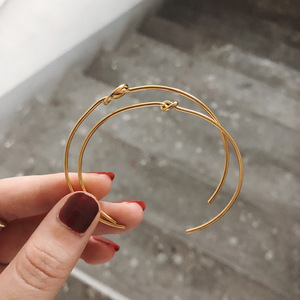 Trendy Minimalist Knotted Knot Cuff Bangle 18K Gold Plated Stainless Steel <b>Thin</b> Hypoallergenic Stackable Women Fashion Jewelry - Product Image 6