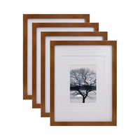 Set Bingkai Foto Lipat Modern MDF Amber Oak dengan Bingkai Tipis dan Alas Putih untuk Dekorasi Dinding Galeri dan Pajangan Rumah