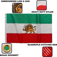 Bandera de Irán Bandera de 3x5 pies Bordado Viejo León iraní Sol Banderas persas Heavy Duty 210D Poliéster
