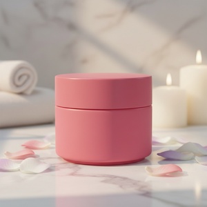 Pot en verre cosmétique rond personnalisé rose mat 100g 50ml pour crème de soin visage - Product Image 1