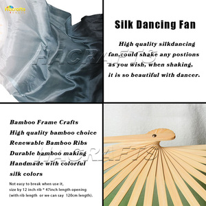 مروحة يدوية حريرية للنساء بسعر المصنع وجودة عالية، تصميم جديد طويل لرقص البطن بنمط الخيزران للحفلات - Product Image 4