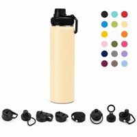 Botol Air Stainless Steel Pupor ODM 24oz dengan Tutup Sedotan Anti Bocor Bebas BPA untuk Olahraga dan Gym
