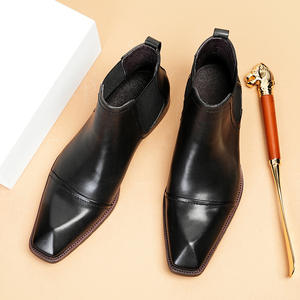 Bottes de Travail pour Hommes Printemps-Automne en Cuir Véritable avec Motif Léopard en Relief, Semelle en Caoutchouc Imperméable - Product Image 5