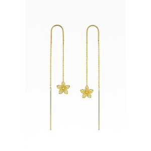 Boucles d'oreilles pendantes à motif floral délicat, filigrane, à enfiler, cadeau pour elle, longues chaînes - Product Image 6