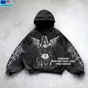 American Y2K Hombres Fleece Acolchado Cremallera Sudadera con capucha Street Hip Hop Style Joker Bordado Sudadera suelta Casual Punk Sudadera con capucha para - Product Image 2