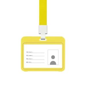 랜야드 스트랩이있는 수평 하드 플라스틱 ID 카드 홀더 사무실 학교 학생 작업 패스 용 조경 이름 배지 케이스 - Product Image 6