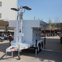 Tour d'éclairage solaire mobile personnalisée sur remorque, système MPPT 48V DC 360 °   Éclairage LED blanc 1200W pour la construction et les sites isolés