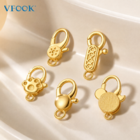 Relevés VFOOK 360 °   Connecteur de bijoux cylindrique rétro pivotant en or massif 18 carats véritable avec fermoir mousqueton pour hommes et femmes