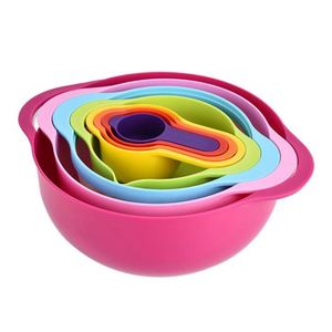 8-Piece Multifunctional Colorful Plastic Baking Tool Set Fruit Vegetable Basket Powder Sieve <b>Measuring</b> <b>Spoon</b> and Cup - Product Image 2
