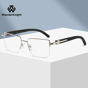 Lunettes optiques rectangulaires demi-cerclées anti-lumière bleue <span class=keywords><strong>en</strong></span> <span class=keywords><strong>bois</strong></span> faites à la main pour hommes, pour correction <span class=keywords><strong>de</strong></span> la <span class=keywords><strong>vue</strong></span> - Product Image 2