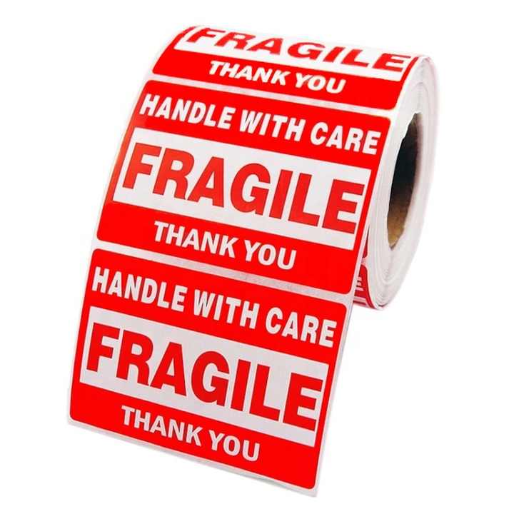 FRAGILE Rectangular Laminated Fragile Warning Label Red Stickers Hot ...