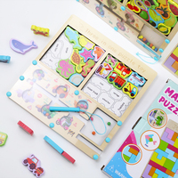 Juego de Tablero de Actividades Montessori 3 en 1, Rompecabezas de Formas, Bloques de Tráfico, Juego de Laberinto, Juguetes Educativos para Niños y Niñas