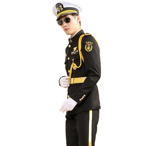 Veste d'uniforme d'agent de sécurité pour hommes, <span class=keywords><strong>col</strong></span> montant, noire, été/hiver, en polyester/viscose - Product Image 4
