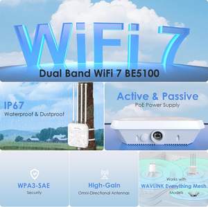 <span class=keywords><strong>WIFI</strong></span> 7 nuovo arrivo WL-WN573HBE2 ad alta velocità Dual band 2.5G WAN/LAN BE5100 esterno punto di accesso rete <span class=keywords><strong>WiFi</strong></span> 7 Antenna Wavlink - Product Image 3