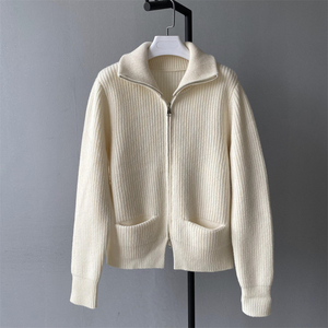 <span class=keywords><strong>Cardigan</strong></span> da Donna 2024 in <span class=keywords><strong>Lana</strong></span> Lavorata a Maglia, Spesso, Manica Lunga, con Cerniera, Stile Vintage Classico Casual Elegante per Autunno e Inverno - Product Image 4