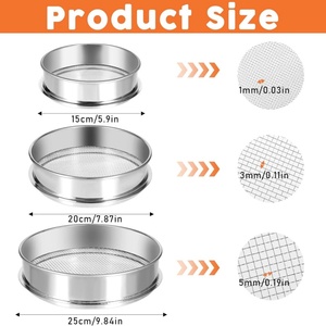 20メッシュ、40メッシュ、60メッシュのラボ用ふるい、ステンレス製土壌ふるいセット（穀物粒度分析用パン付き） - Product Image 6