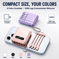 Batterie externe 20000 mAh avec câble intégré, plusieurs ports USB, mini chargeur portable pour téléphone, voyage, logo personnalisé pour les voyages en plein air