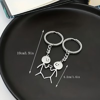 Porte-clés Graffiti Minions Couple Bâtonnets de Corps, Cœur Entrelacé, en Métal Assorti, Pendentif de Sac Romantique pour Amoureux, Accessoires Cadeaux