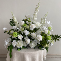 Boule de fleurs artificielles 30-50cm, rose en soie blanche, pompon moderne de haute qualité, décoration suspendue pour centre de table de mariage