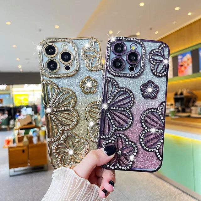 Luxury Women Diamond Glitter Bling Phone Case for iPhone 11 12 13 14 15 16 Pro Max Back Mobile Cover Shell Funda Coque