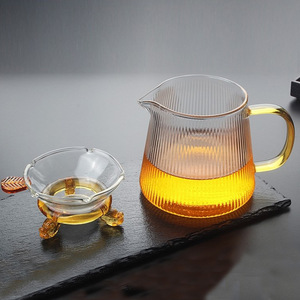 Transparent Glass Vertical Striped Fairness <b>Cup</b> Thickened Kung Fu <b>Tea</b> <b>Set</b> With Filter Afternoon <b>Tea</b> Use - Product Image 3