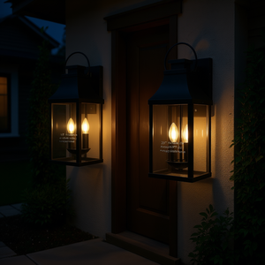 Lanterne murale extérieure moderne en fer noir 20 pouces avec éclairage LED pour jardin, véranda, garage, applique extérieure - Product Image 2