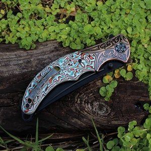 Chất lượng cao G10 xử lý gấp dao lớp phủ màu đen lưỡi ngoài trời EDC cắm trại sinh tồn chiến thuật Dao Bỏ Túi - Product Image 6