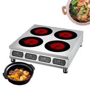 Stainless Steel 4 Burner Tabletop Commercial Induction Cooker 2500W Four Burner Wholesale Electric 4 Stove Induction Cooker
