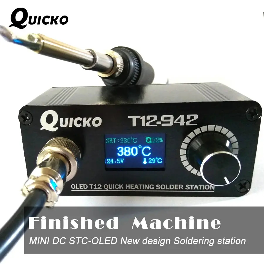 T12-942 OLED MINI lehimleme İstasyonu dijital elektronik kaynak demir DC sürümü taşınabilir güç kaynağı olmadan QUICKO